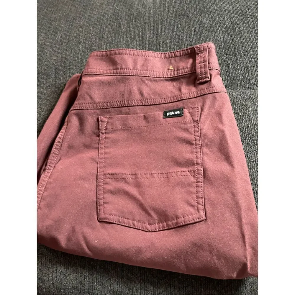 Prana Mens Maroon Standard Fit Flat Front Casual Chino Shorts Size 36/11